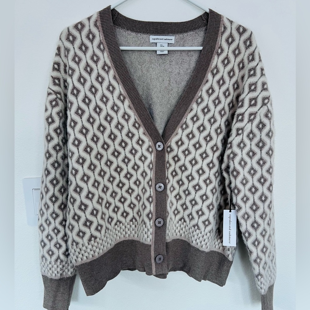 cupcakes & cashmere Brown and Cream Cardigan